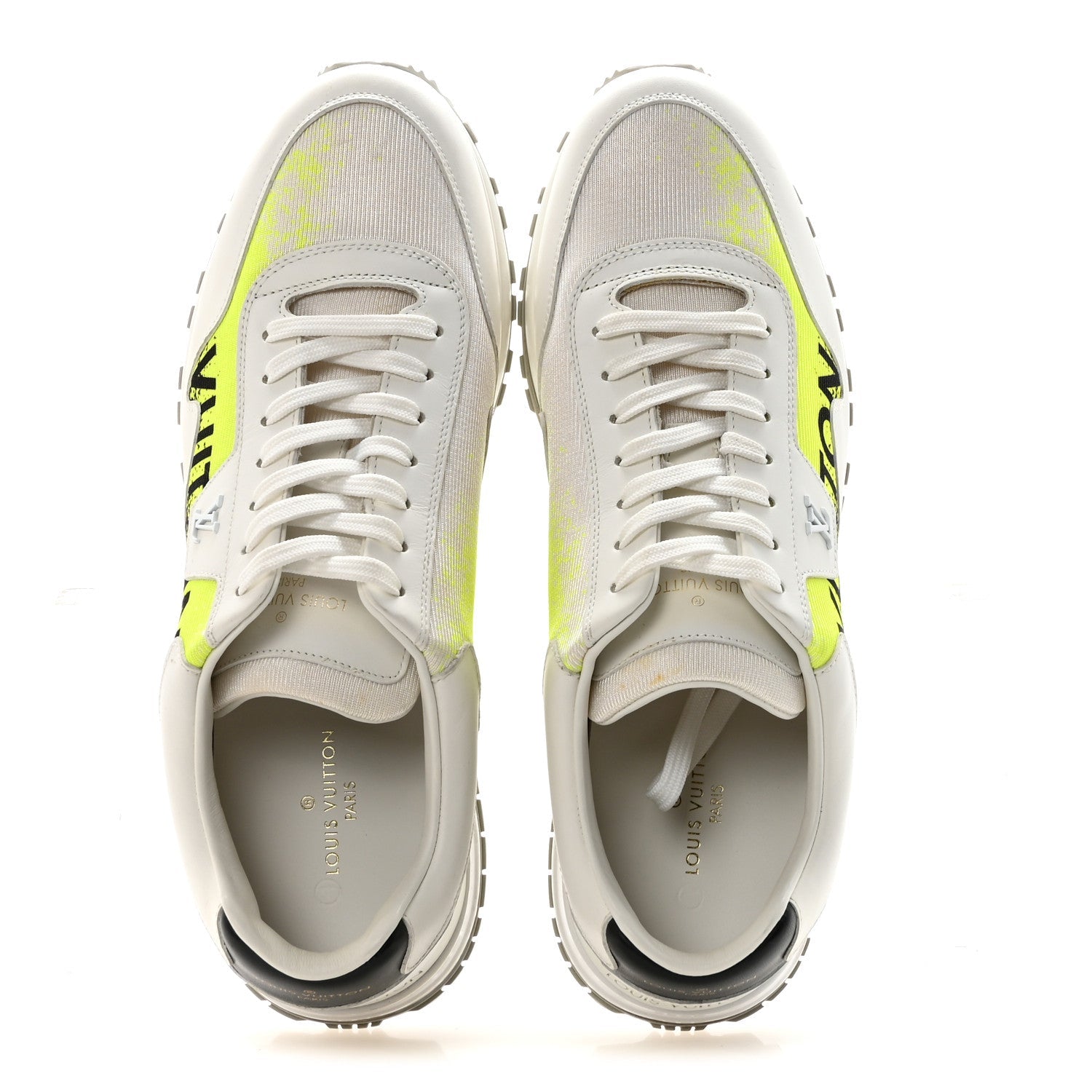 Louis Vuitton Calfskin Mens Run Away Sneakers  8 White Yellow Gradient