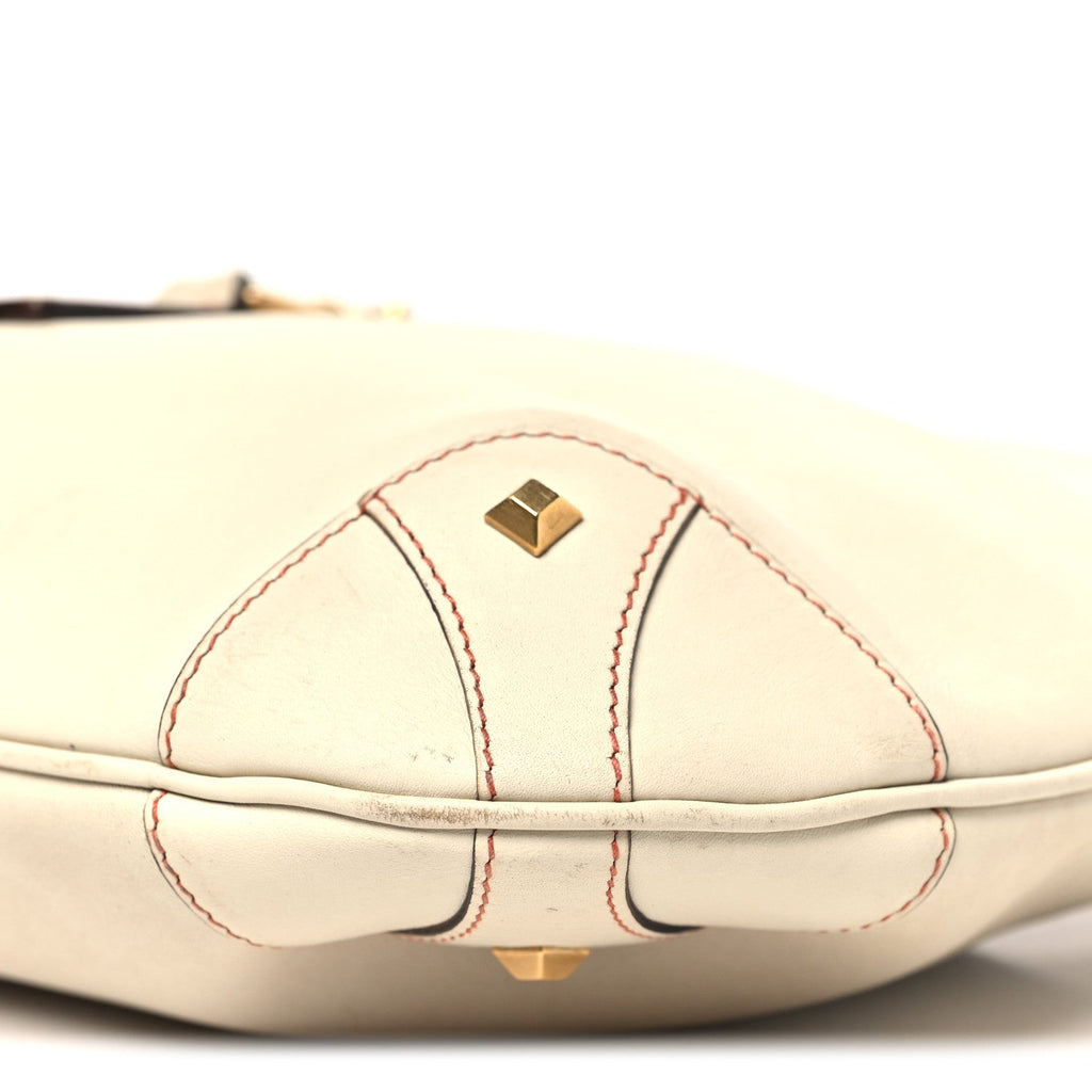 Gucci Calfskin Piston Lock Jackie O Hobo White