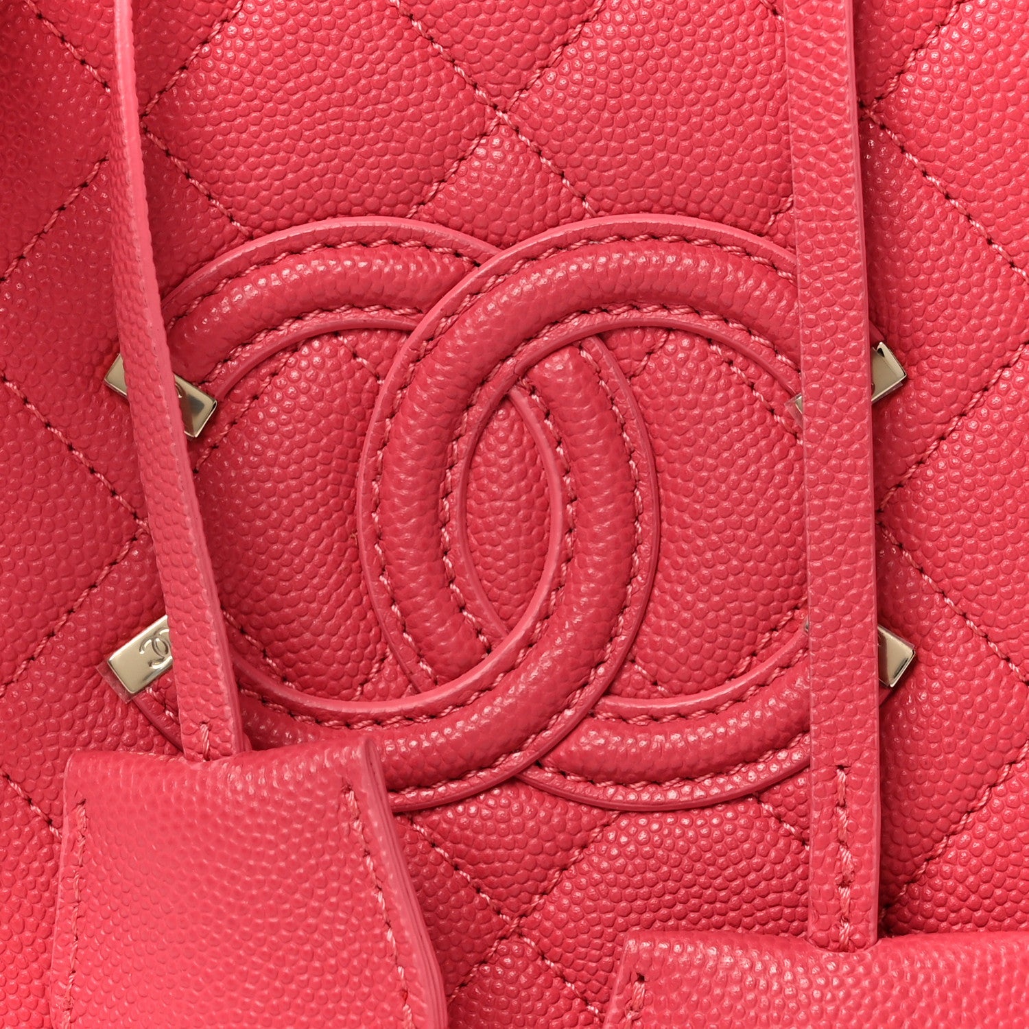 Chanel Caviar Quilted CC North South Filigree Vanity Case Pink