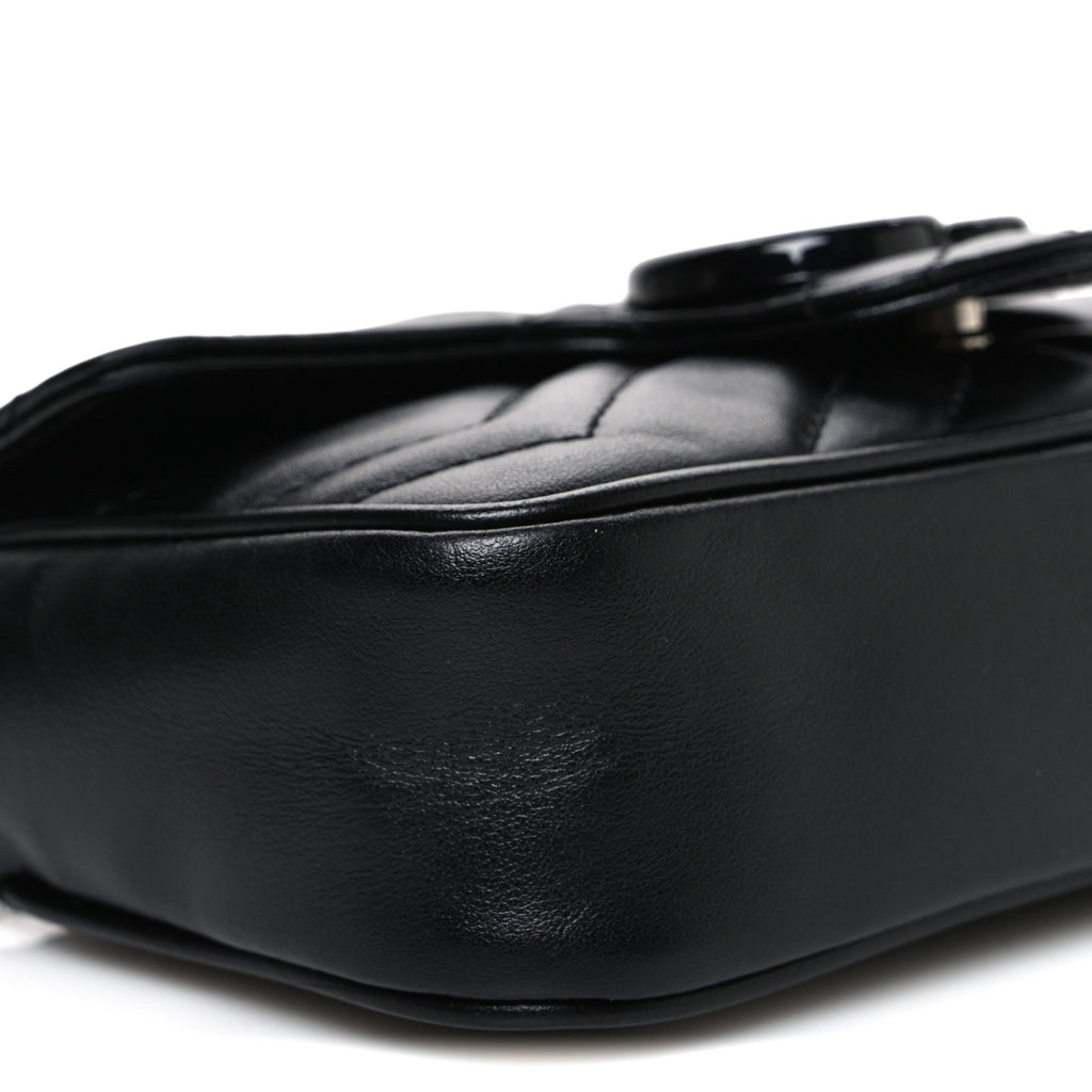 Gucci Calfskin Matelasse Monochrome GG Marmont Chain Belt Bag Black
