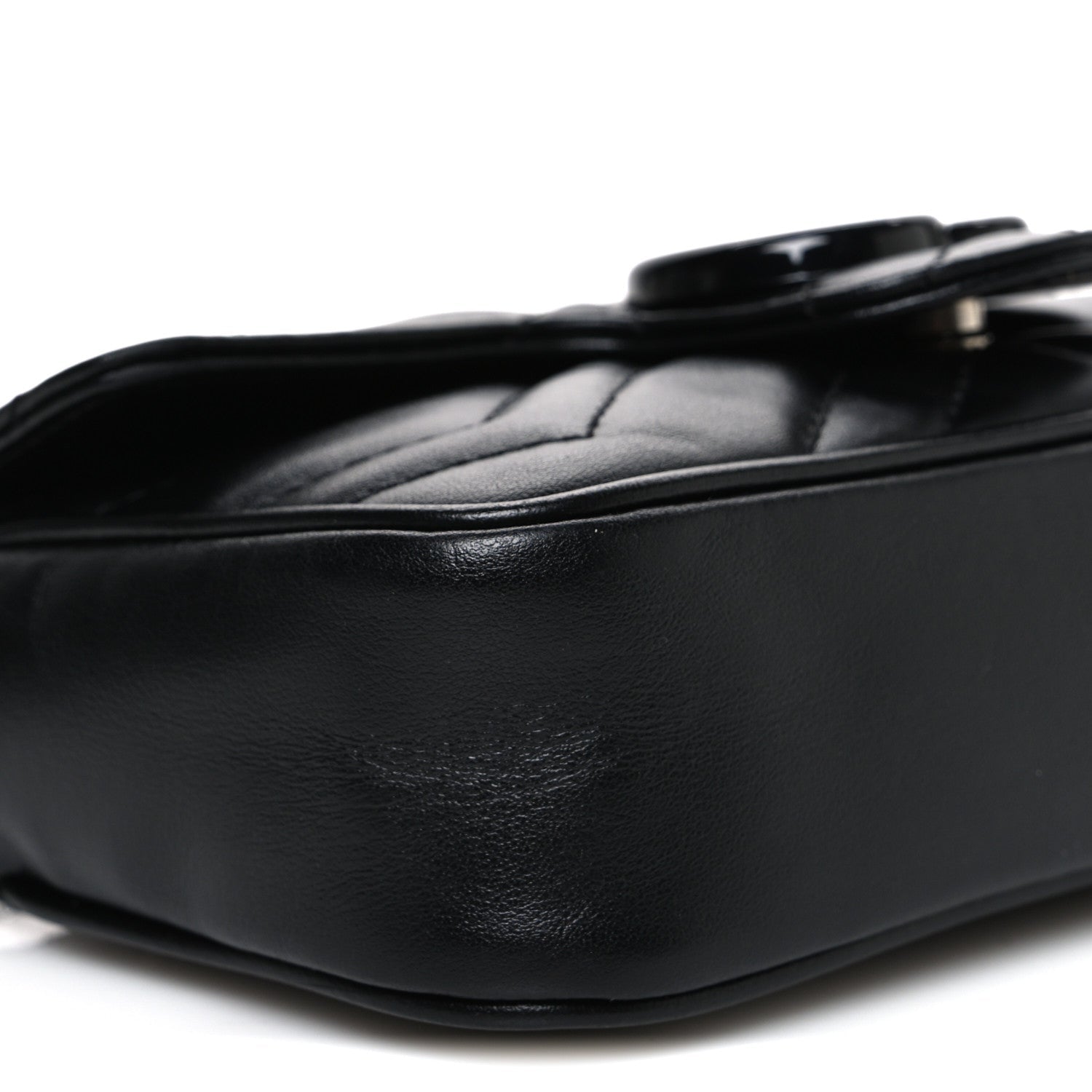 Gucci Calfskin Matelasse Monochrome GG Marmont Chain Belt Bag Black
