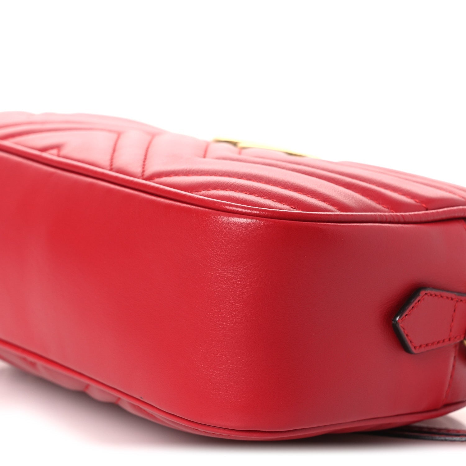 Gucci Calfskin Matelasse Small GG Marmont Chain Shoulder Bag Hibiscus Red
