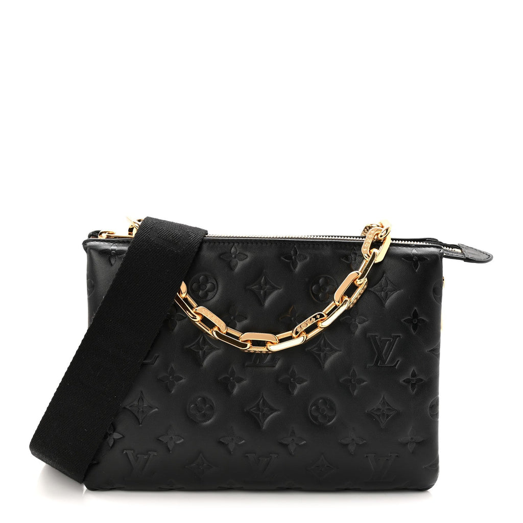 Louis Vuitton Lambskin Embossed Monogram Coussin PM Black