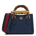 Gucci Textured Dollar Calfskin Web Mini Diana Tote Bag Royal Crop