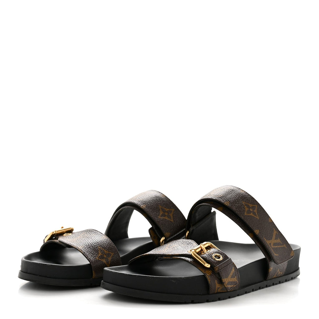 Louis Vuitton Monogram Bom Dia Mule Sandals 39 Black