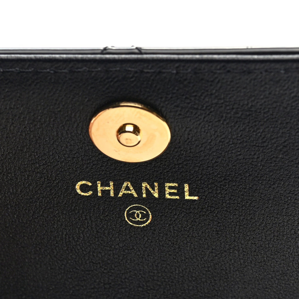 Chanel Patent Quilted Frame Clutch Flap With Chain Black