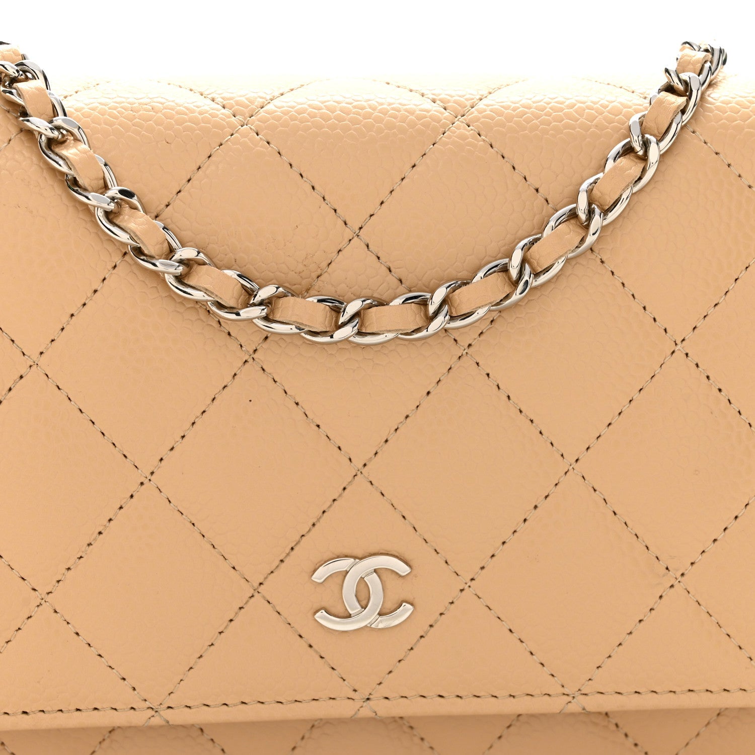 Chanel Caviar Quilted Wallet on Chain WOC Beige