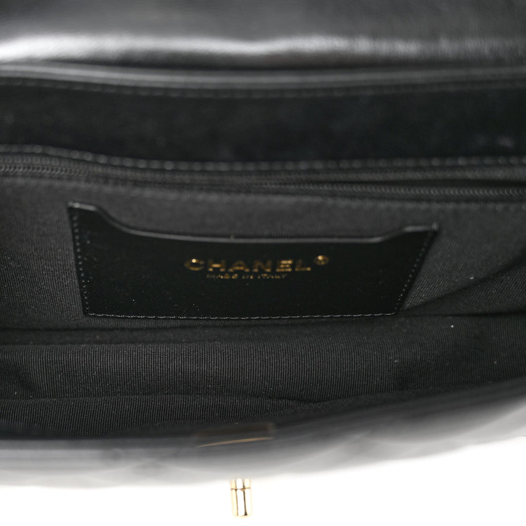 Chanel Lambskin Patent Calfskin Quilted Small Flap Bag Black