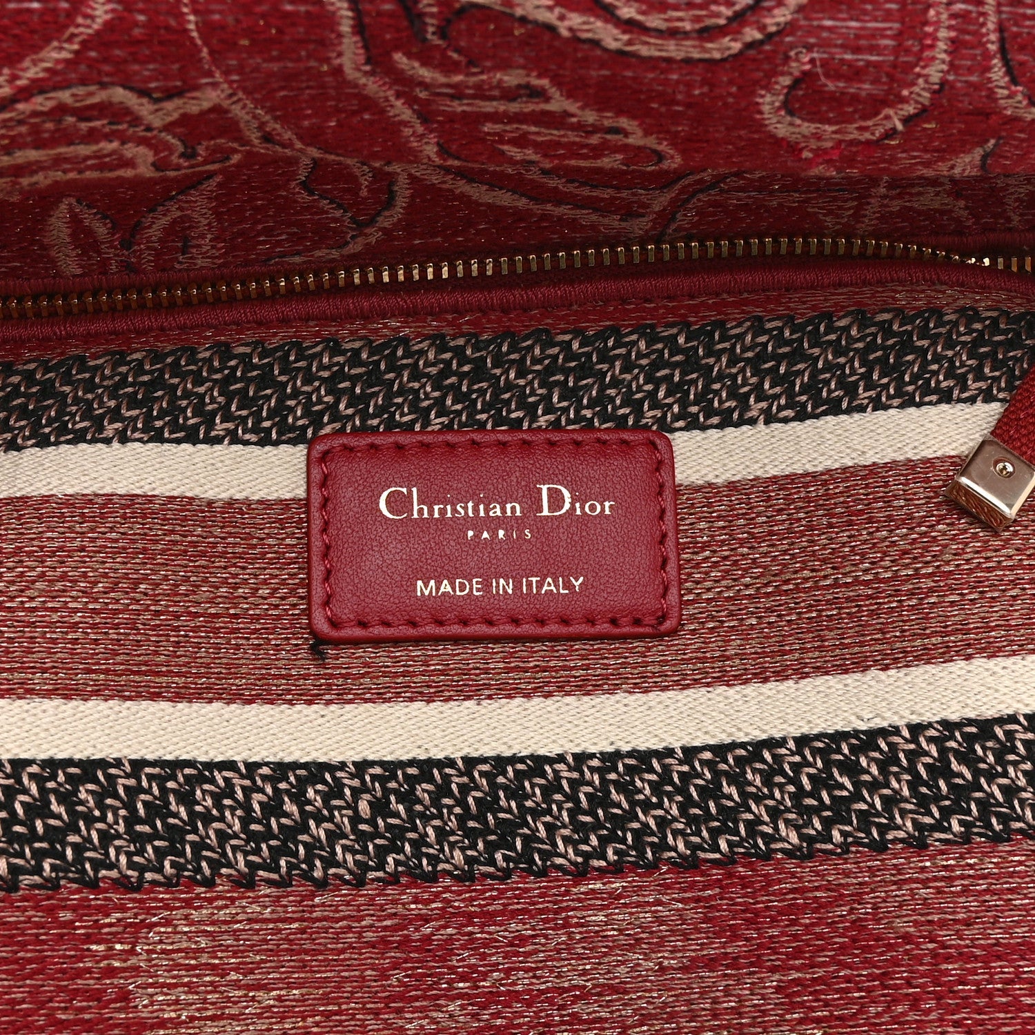 Christian Dior Metallic Canvas Embroidered Brocart Medium Lady D-Lite Pink