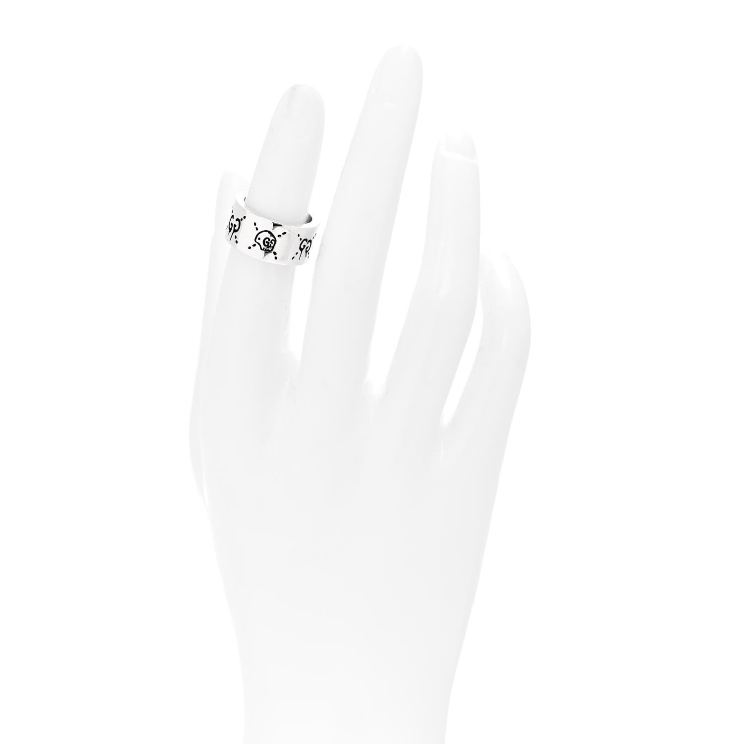 Gucci Sterling Silver GucciGhost Hamlet Skull Band Ring 47 4
