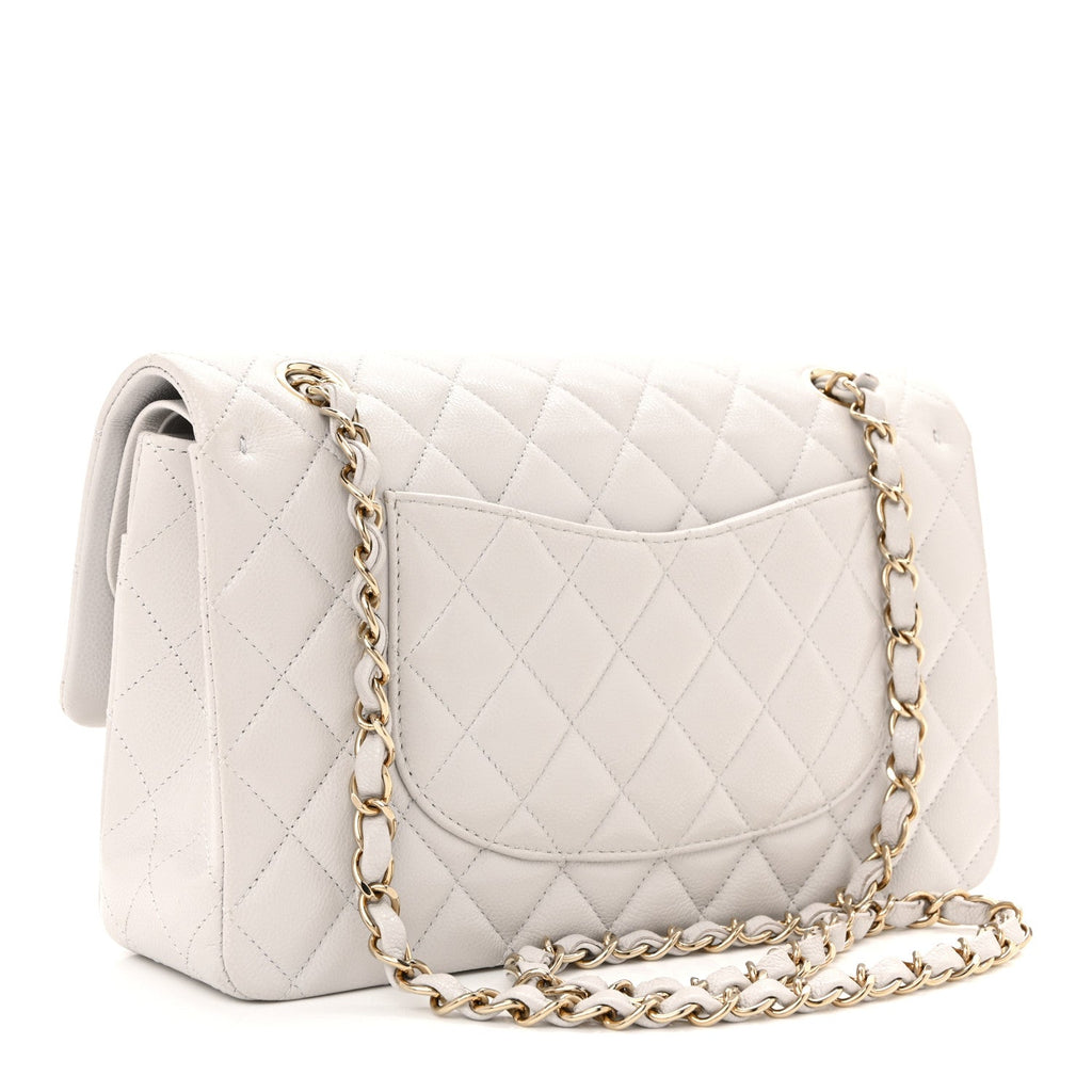Chanel Caviar Quilted Medium Double Flap Light Grey