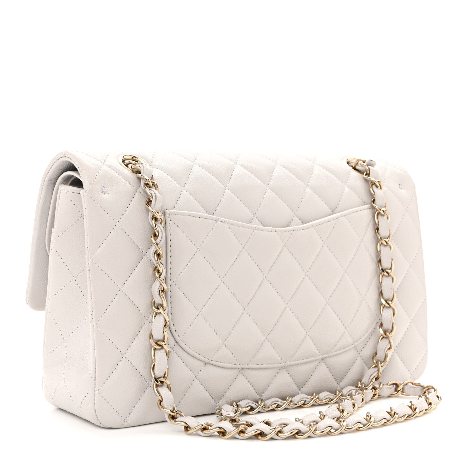 Chanel Caviar Quilted Medium Double Flap Light Grey