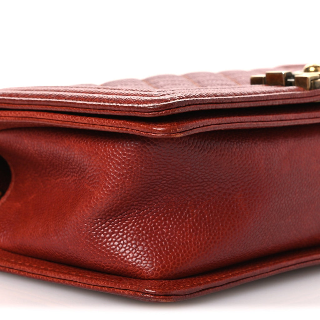 Chanel Caviar Quilted Medium Boy Flap Dark Red