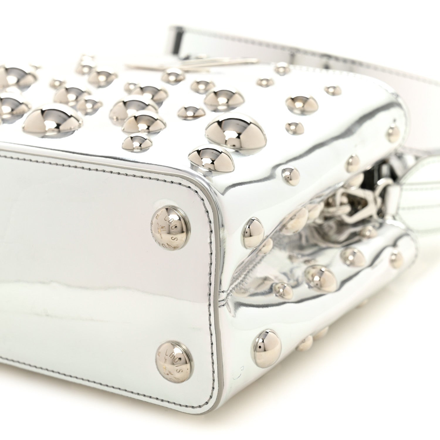Louis Vuitton LV X YK Metallic Taurillon Brass Metal Dots Capucines BB Silver