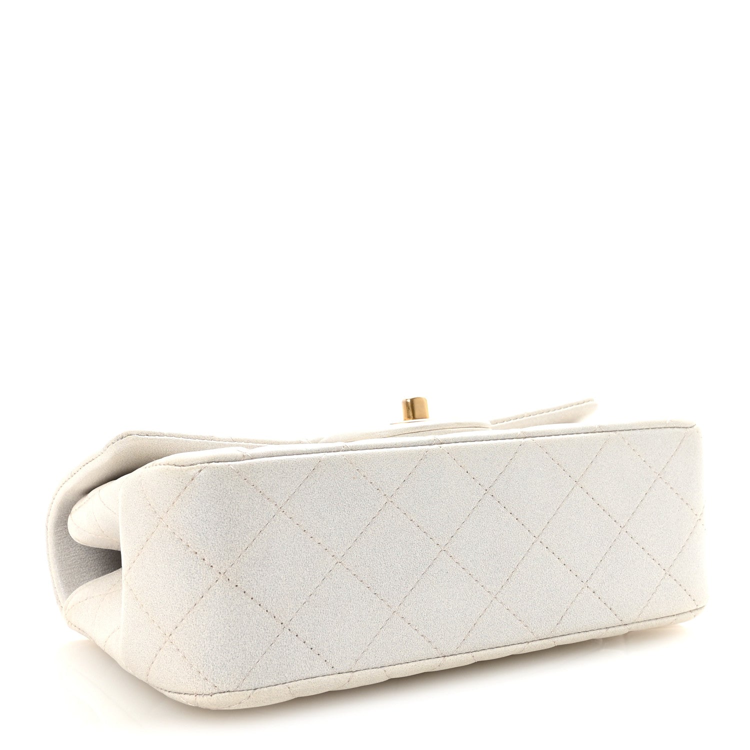 Chanel Iridescent Lambskin Quilted Mini Top Handle Rectangular Flap White