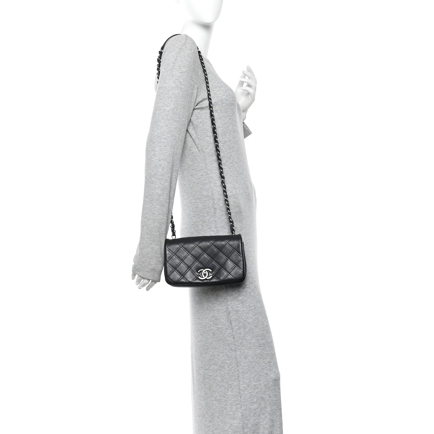 Chanel Calfskin Diamond Embossed New Chic Flap Blue
