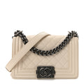 Chanel Caviar Quilted Small Boy Flap White