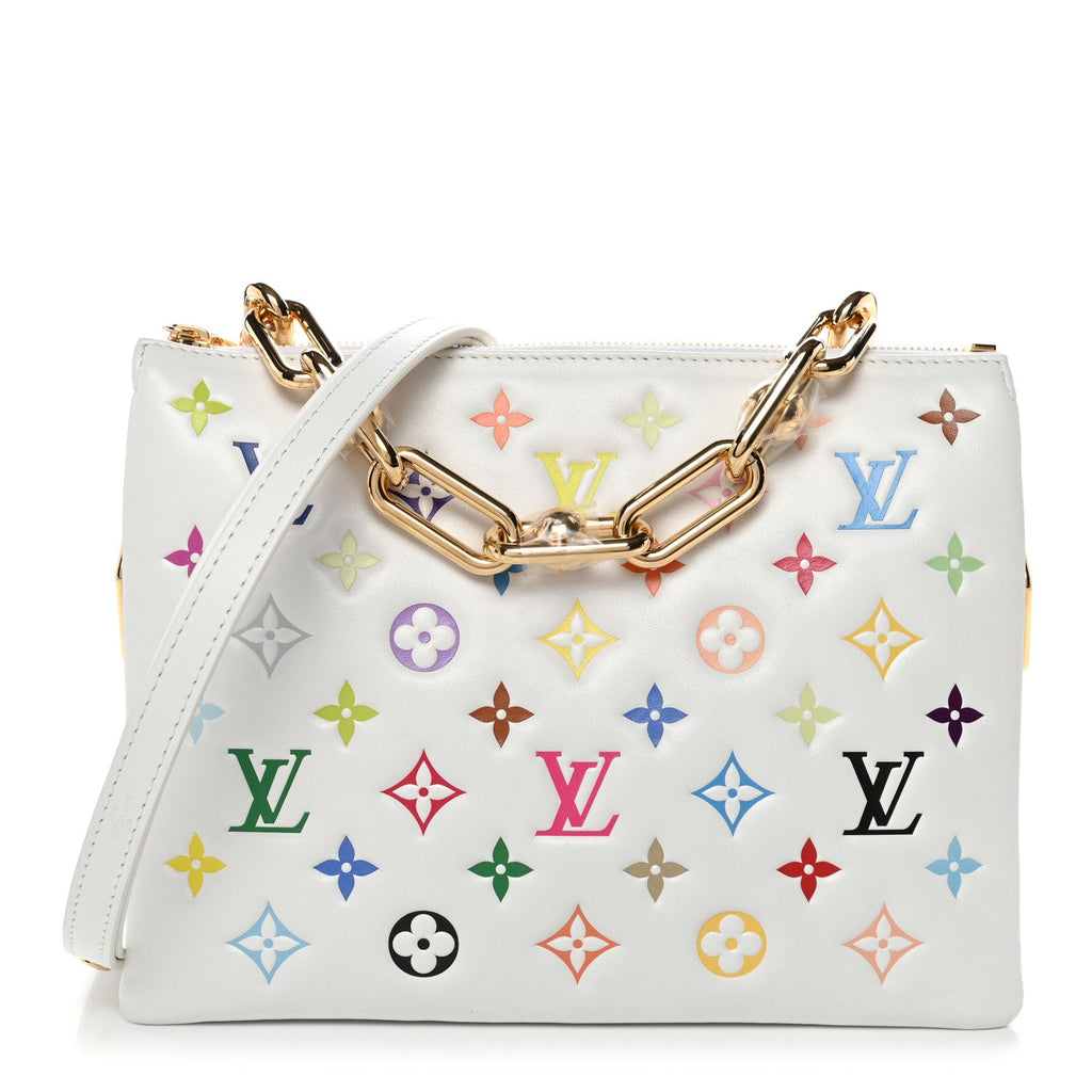 Louis Vuitton LV x TM Lambskin Embossed Monogram Coussin PM White Multicolor