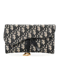 Christian Dior Oblique Saddle Chain Long Wallet Blue