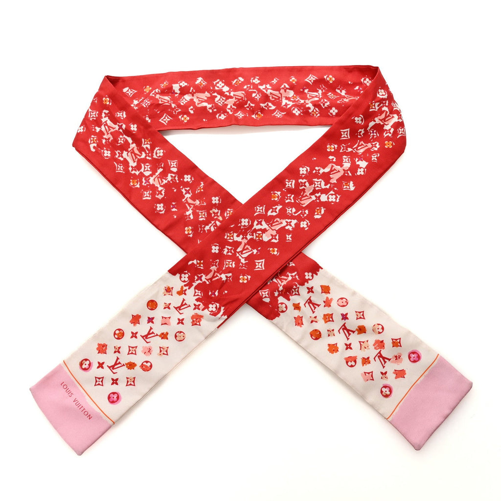 Louis Vuitton Silk Monogram Splash Bandeau Red