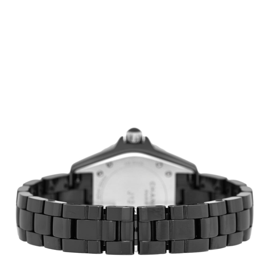 Chanel Stainless Steel Ceramic Diamond Dial 33mm J12 Quartz Watch Black