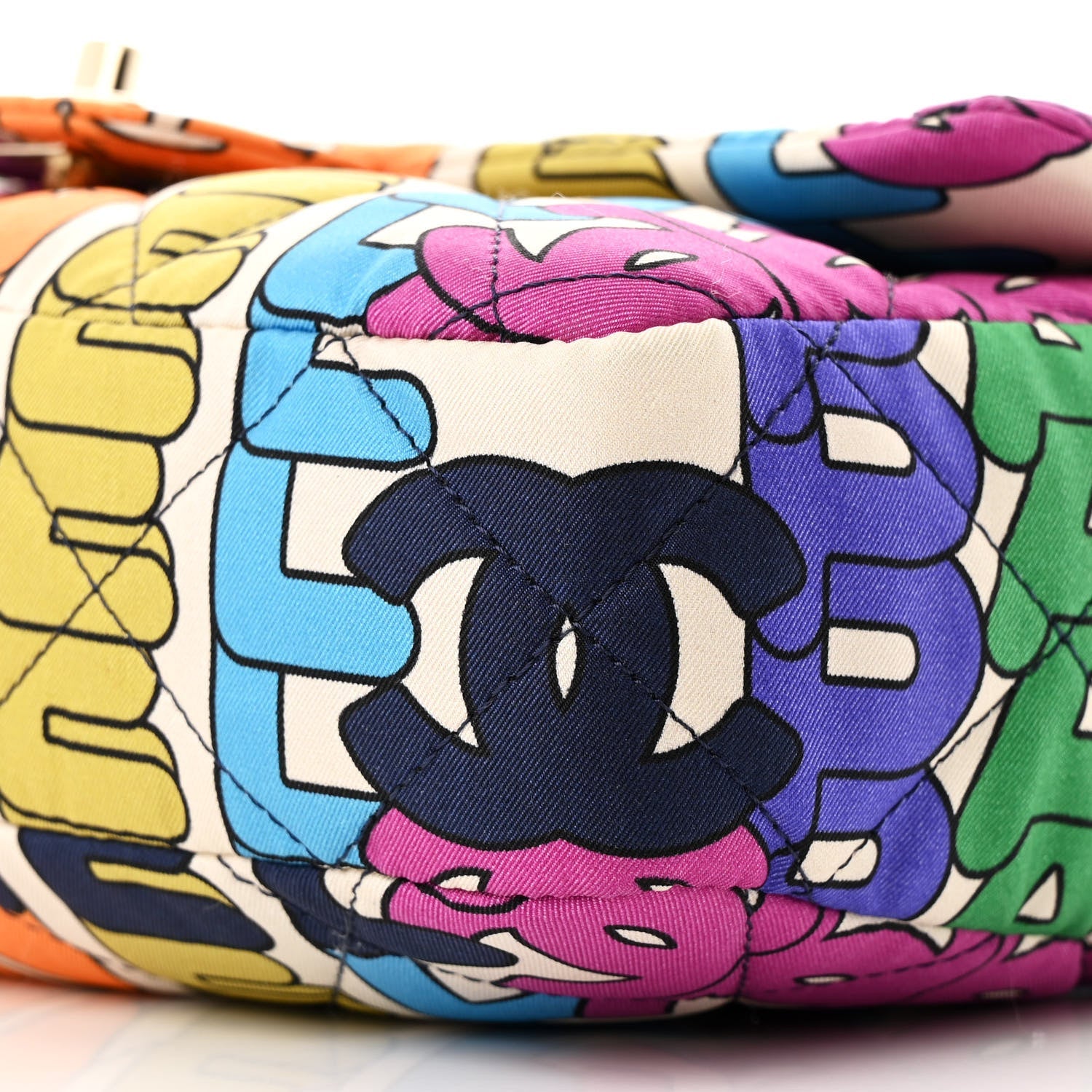 Chanel Printed Fabric Quilted Logo Single Flap Bag Multicolor