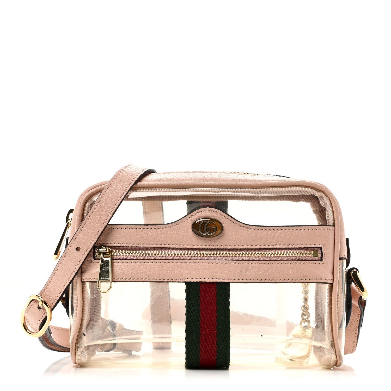 Gucci Vinyl Web Mini Ophidia Transparent Shoulder Bag Perfect Pink