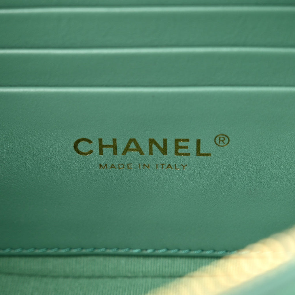 Chanel Caviar Quilted Mini CC You Camera Case Dark Green