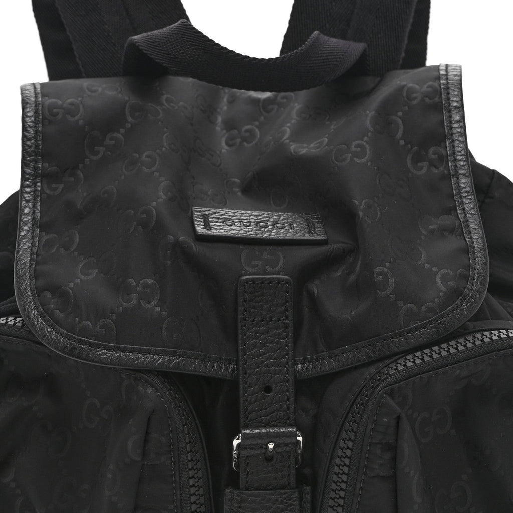 Gucci Nylon Monogram Medium Light Single Buckle Backpack Black