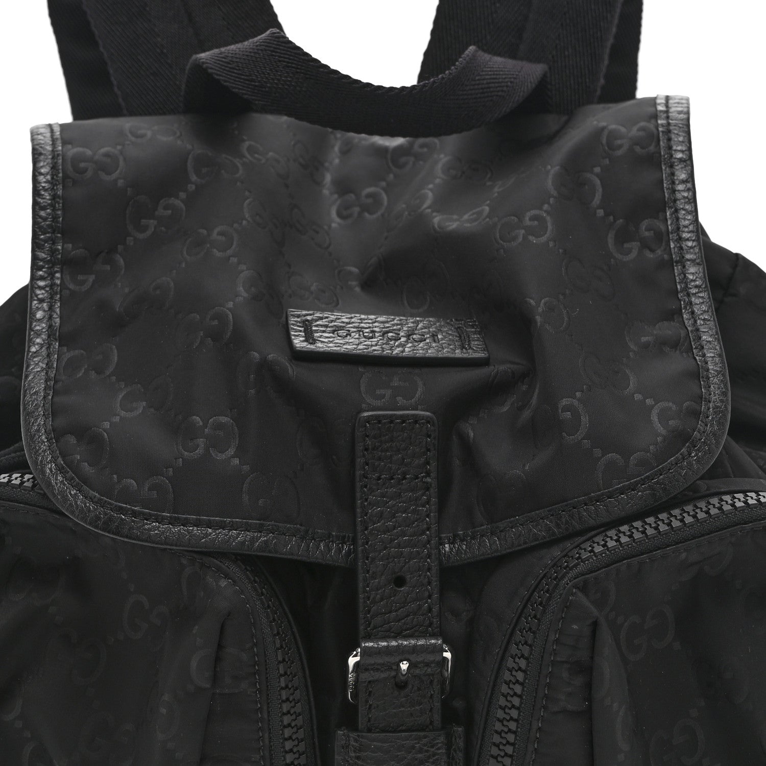 Gucci Nylon Monogram Medium Light Single Buckle Backpack Black