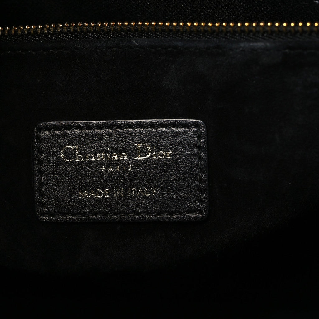 Christian Dior Calfskin Macro Cannage Medium Book Tote Black