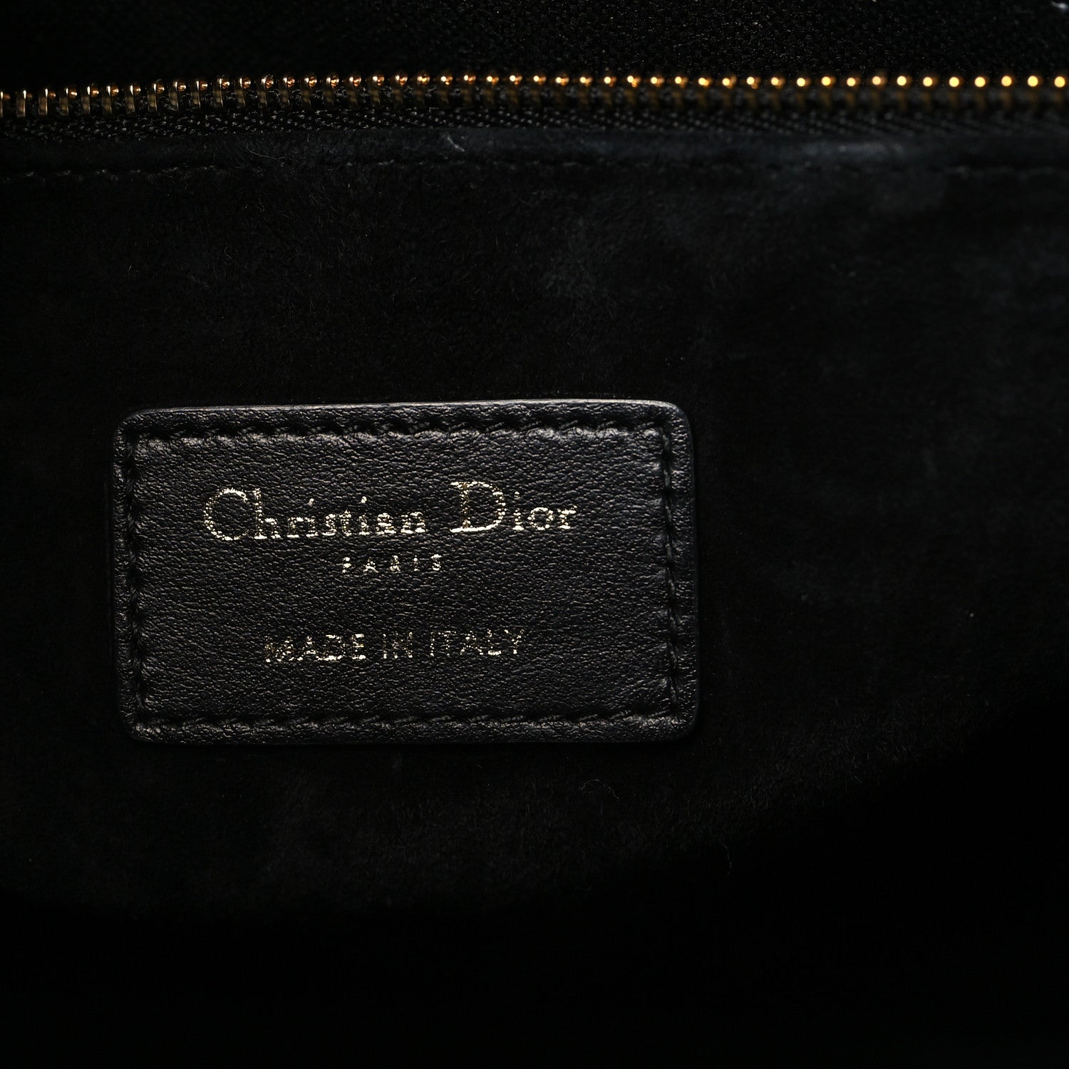 Christian Dior Calfskin Macro Cannage Medium Book Tote Black