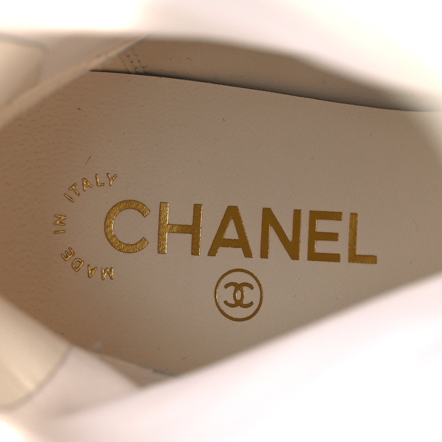 Chanel Stretch Lambskin Patent Cap Toe Pearl Ball Mid Calf Boots 39 White Black