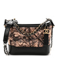 Chanel Metallic Crumpled Goatskin Quilted Small Gabrielle Hobo Black Rose Gold