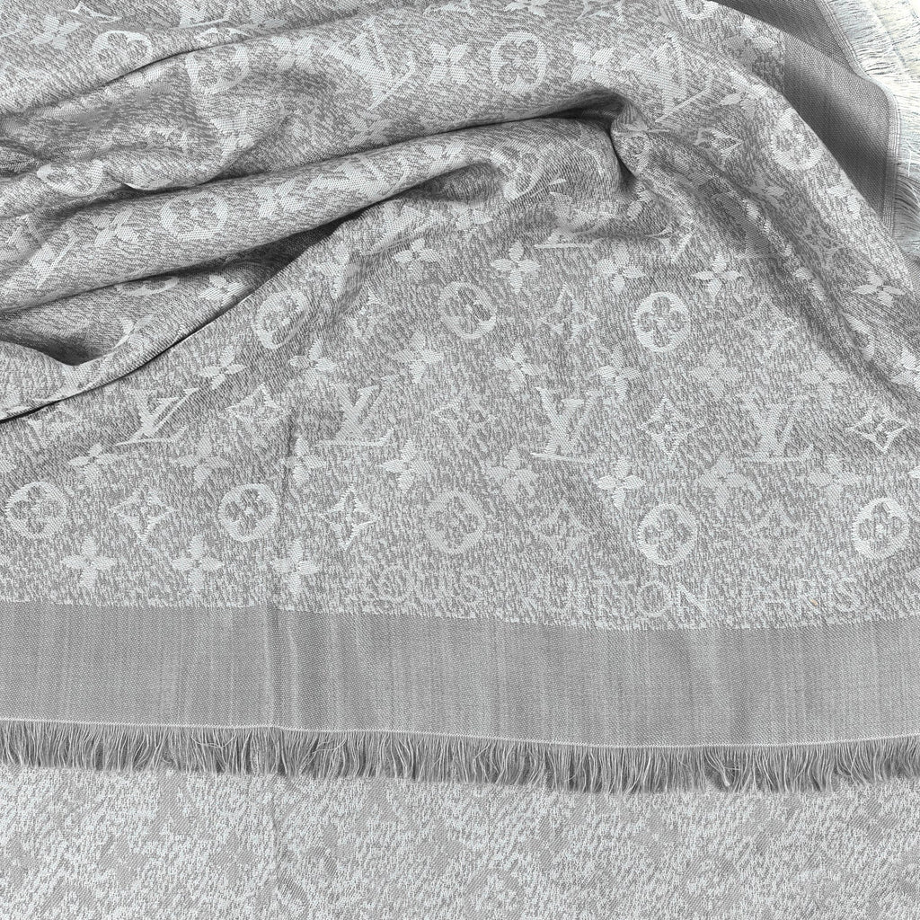 Louis Vuitton Silk Wool Monogram Infra Shawl Blue
