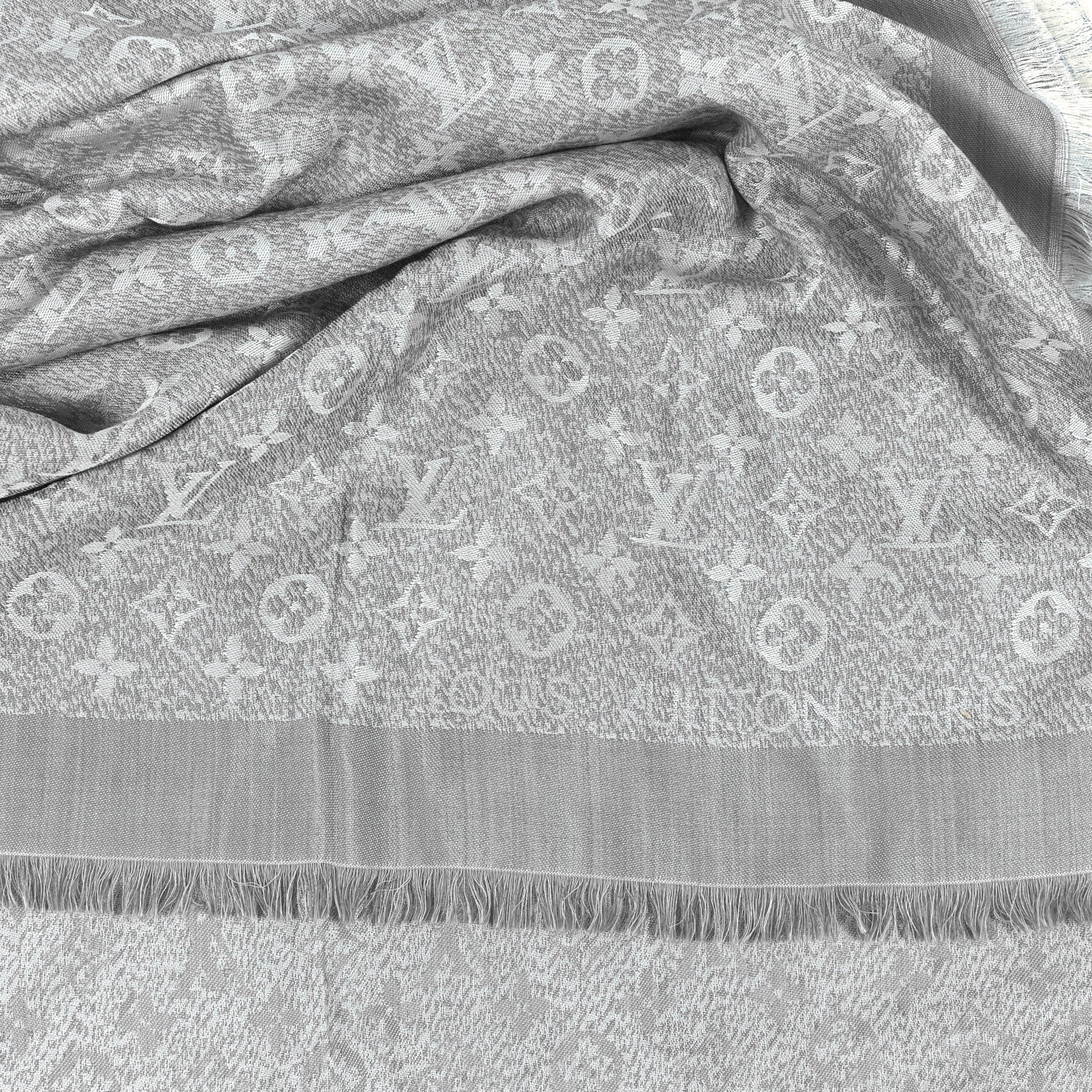 Louis Vuitton Silk Wool Monogram Infra Shawl Blue