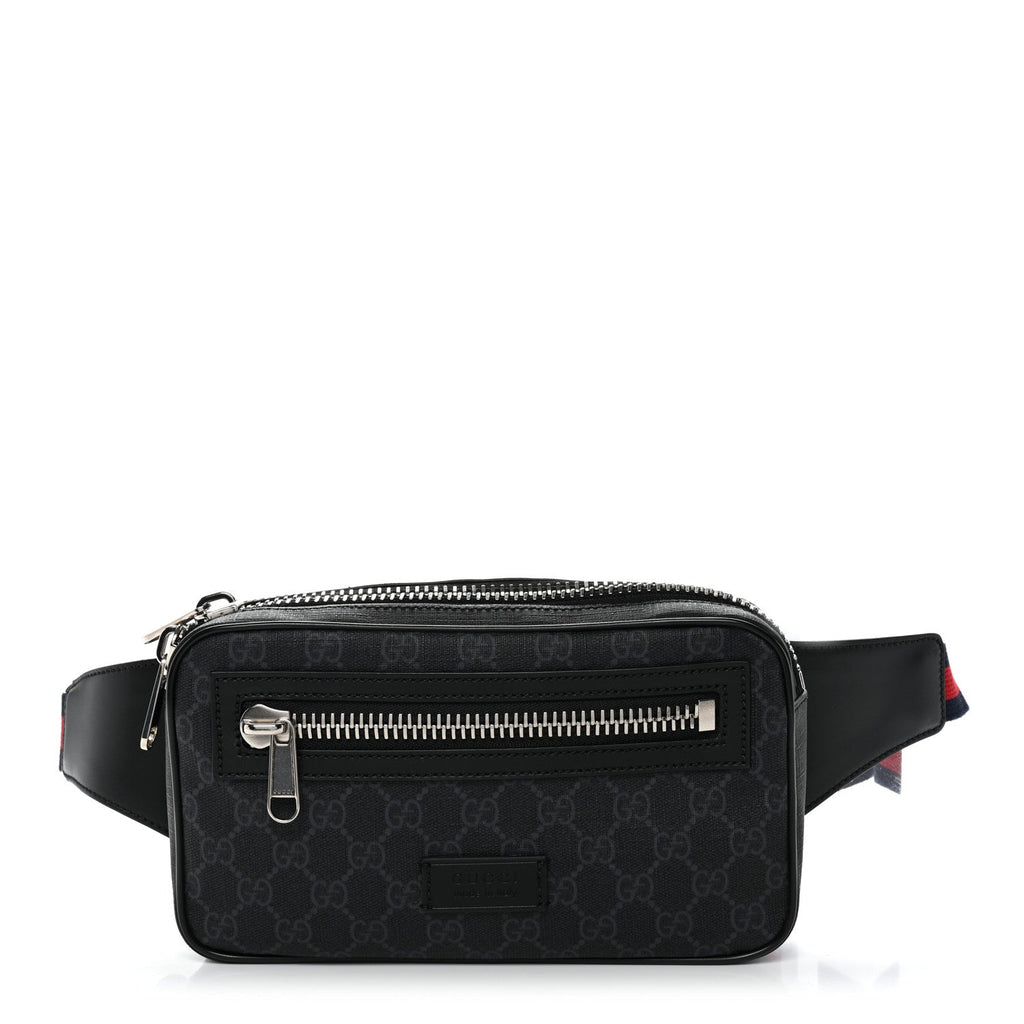 Gucci Soft GG Supreme Monogram Web Belt Bag Black Grey
