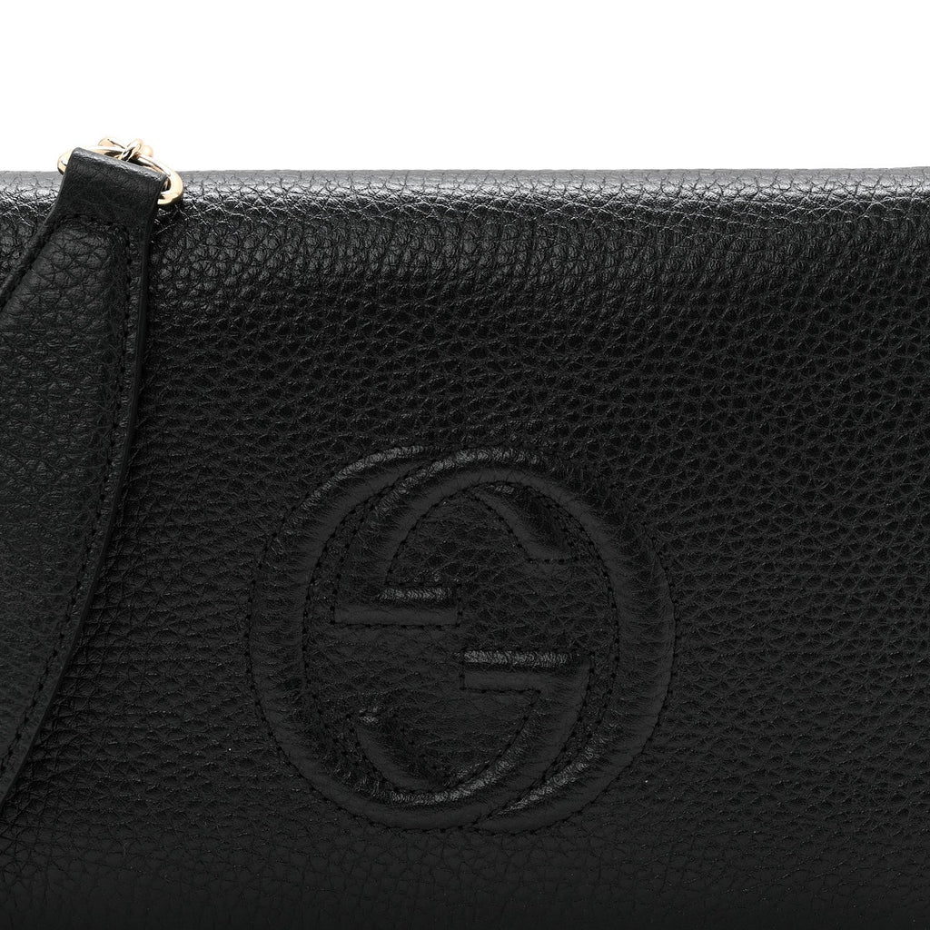 Gucci Pebbled Calfskin Soho Wallet On Chain Black