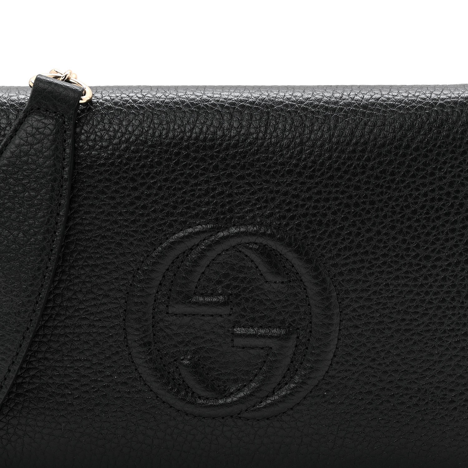 Gucci Pebbled Calfskin Soho Wallet On Chain Black