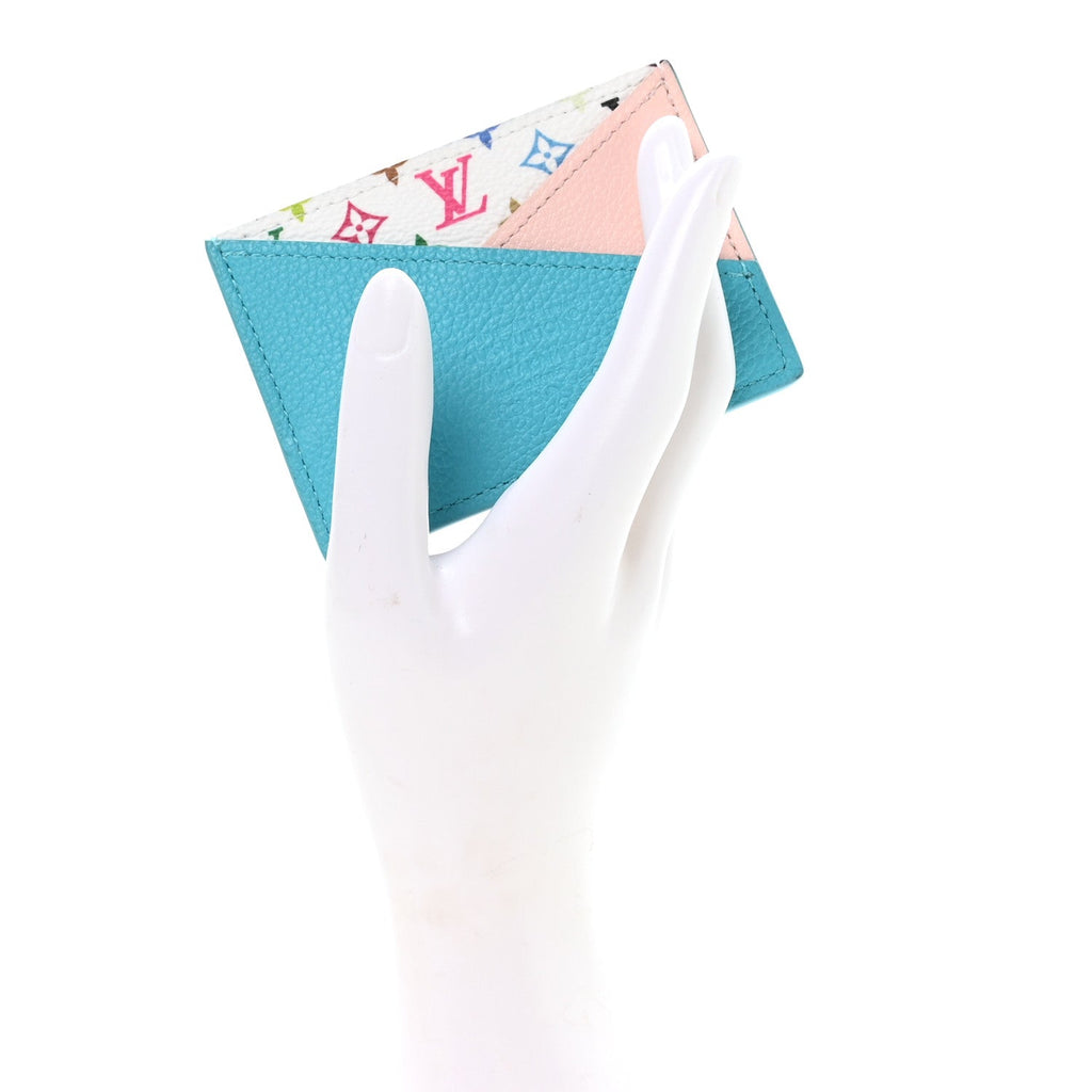 Louis Vuitton LV X TM Monogram Multicolor Criss-Cross Card Holder Kabira Blue Rose