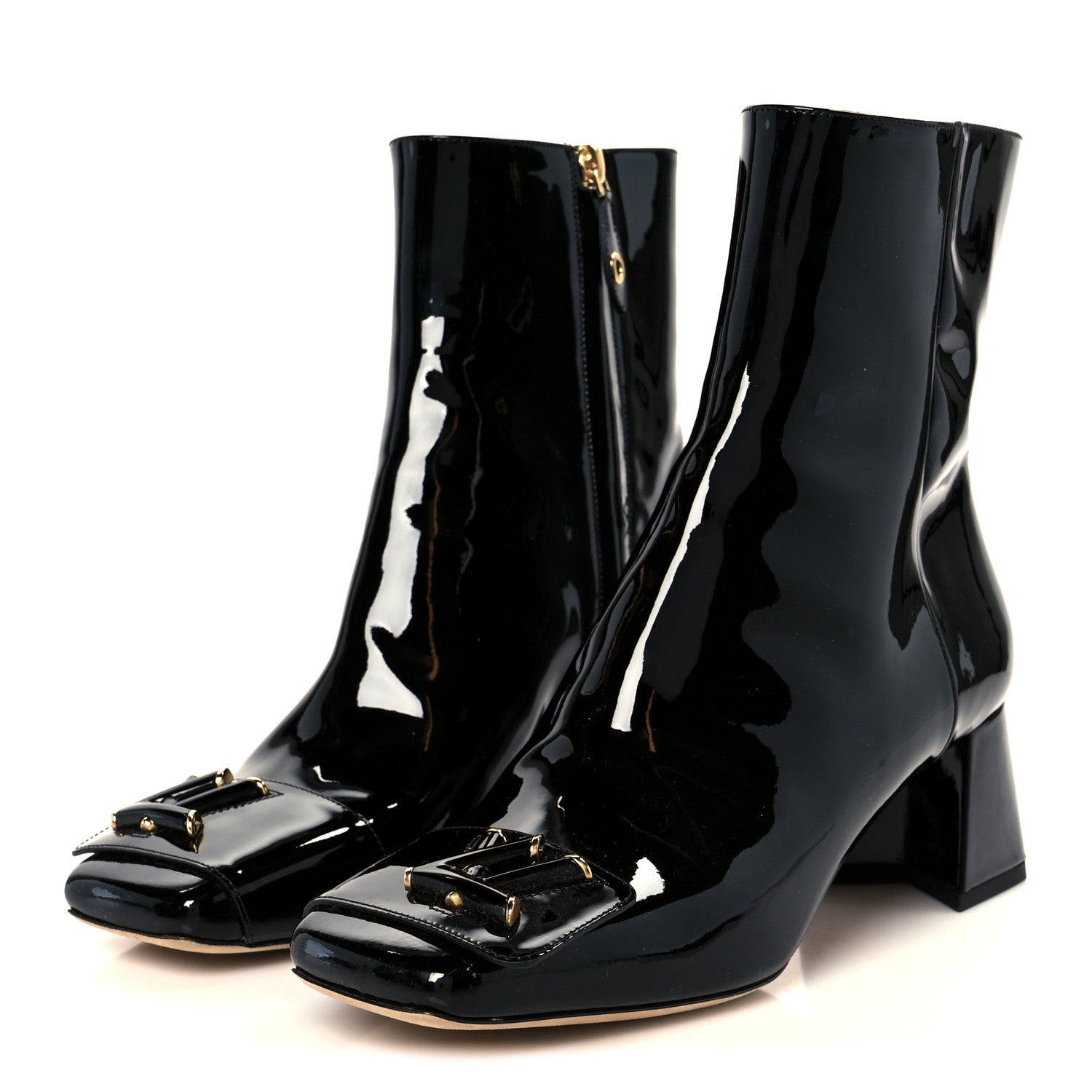 Louis Vuitton Patent Calfskin Shake Ankle Boots 38 Black