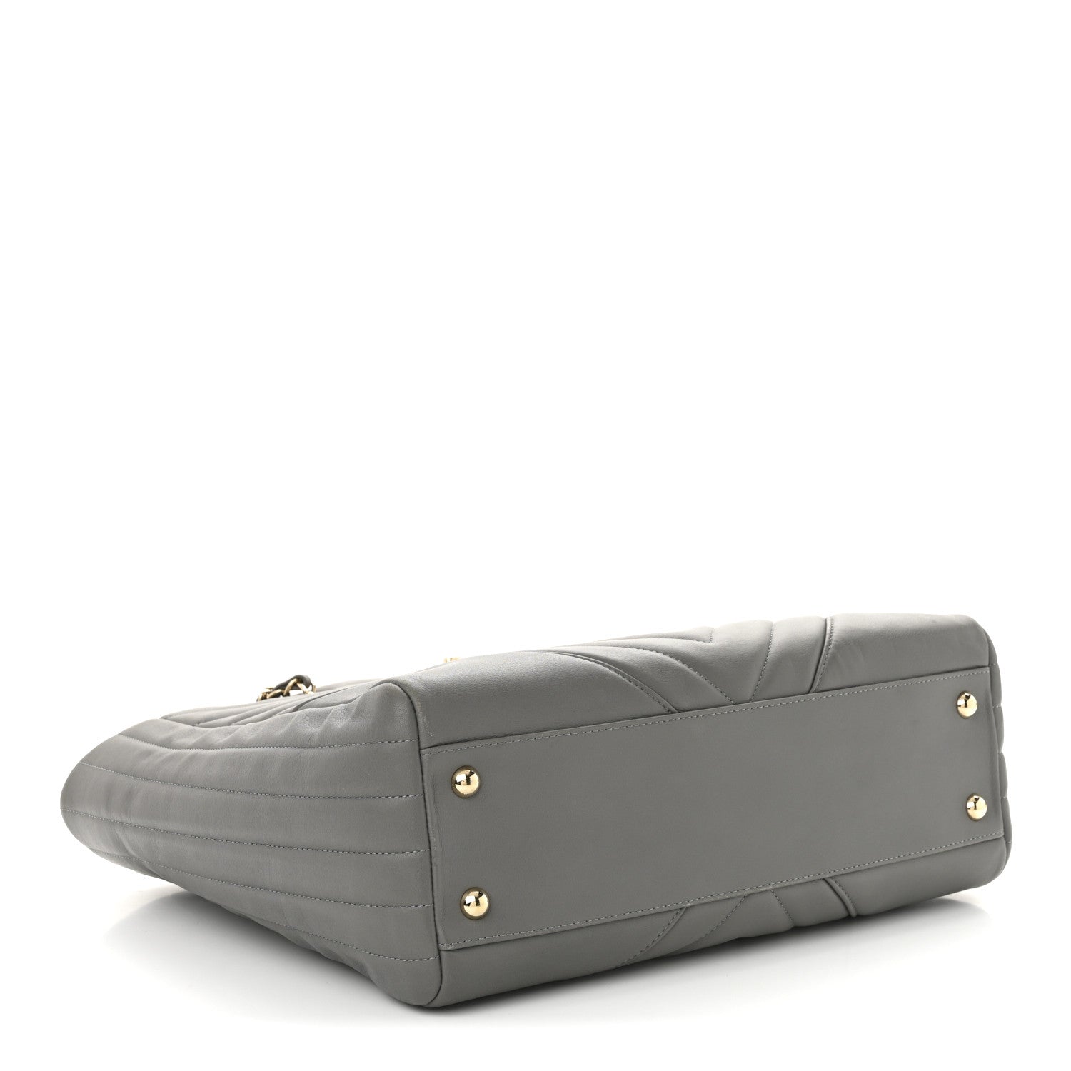 Chanel Calfskin Chevron Quilted Statement Shopping Tote Grey