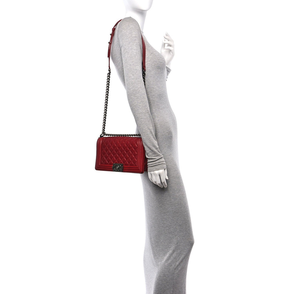Chanel Caviar Quilted Medium Boy Flap Red