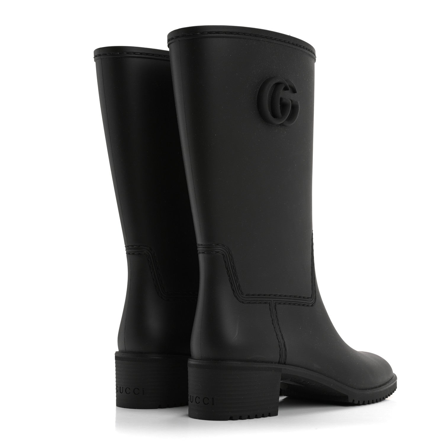 Gucci Rubber Double G Womens Rain Boots 37 Black