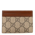 Gucci GG Supreme Monogram Calfskin Card Holder Beige Ebony Cuir