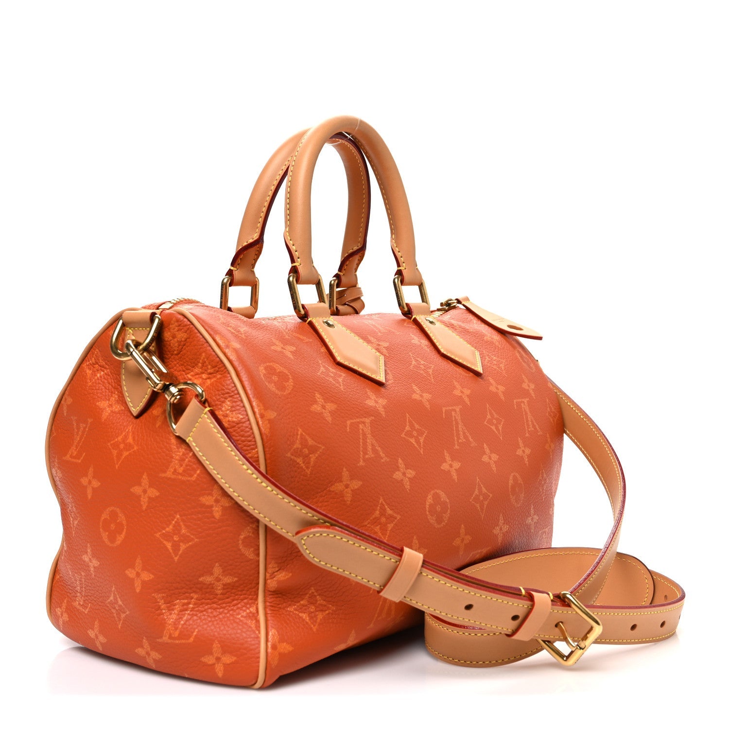 Louis Vuitton Calfskin Monogram Speedy P9 Bandouliere 30 Ocre