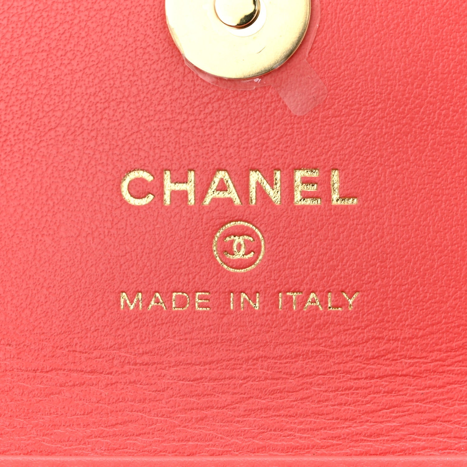 Chanel Shiny Lambskin Quilted Card Holder On Chain Pink