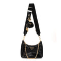 Prada Patent Naplak Re-Edition 2005 Shoulder Bag With Charm Black
