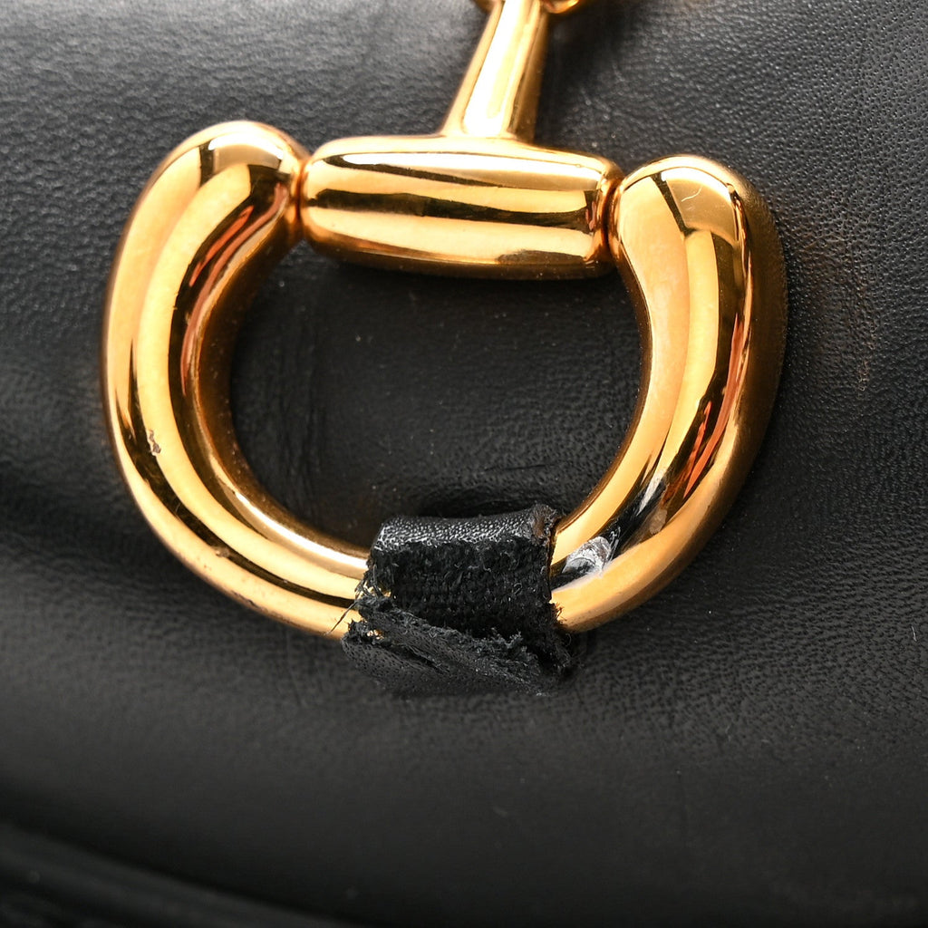 Gucci Flores Calfskin Horsebit Chain Ankle Boots 35.5 Black