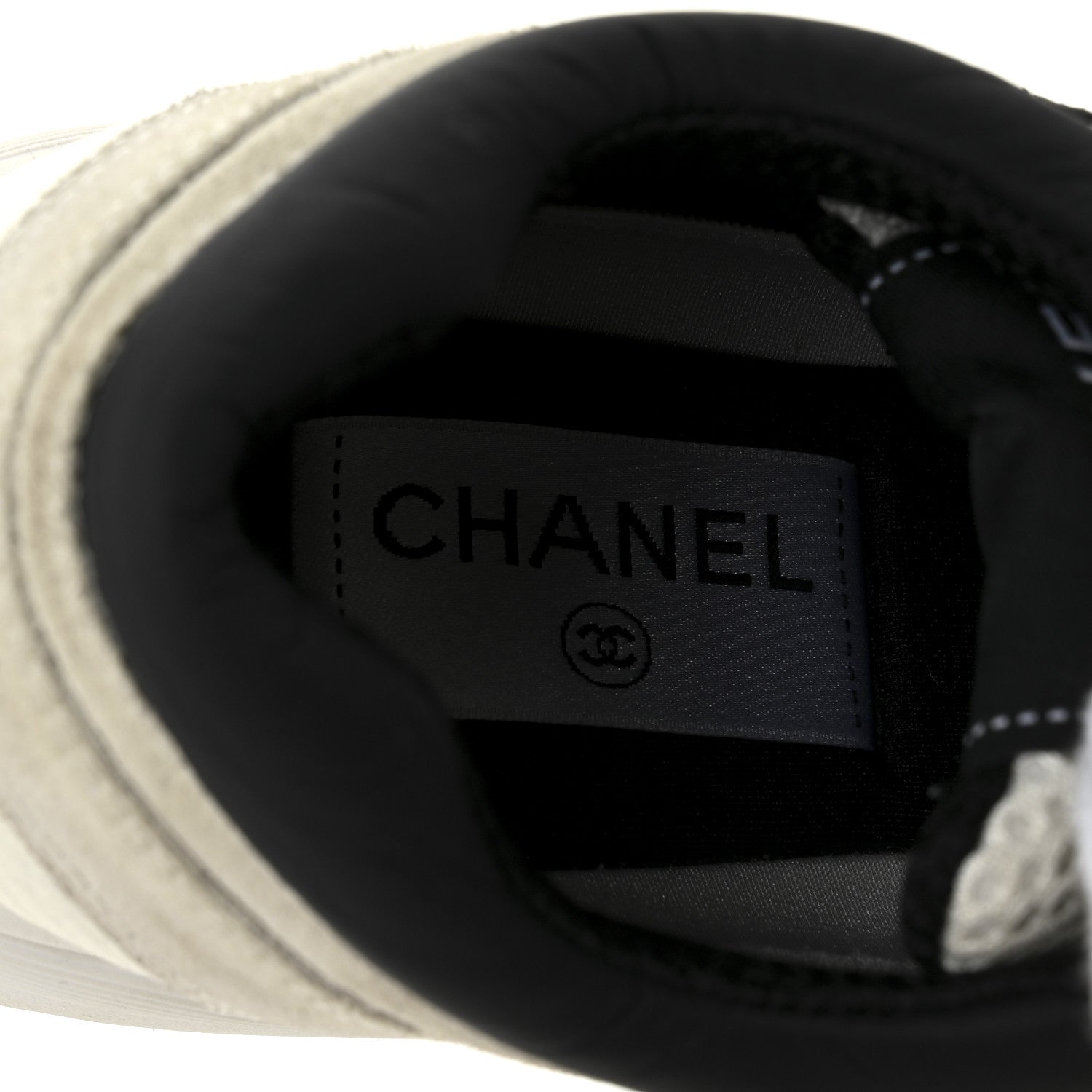 Mesh Suede Grained Calfskin Womens CC Sneakers 37 White Black